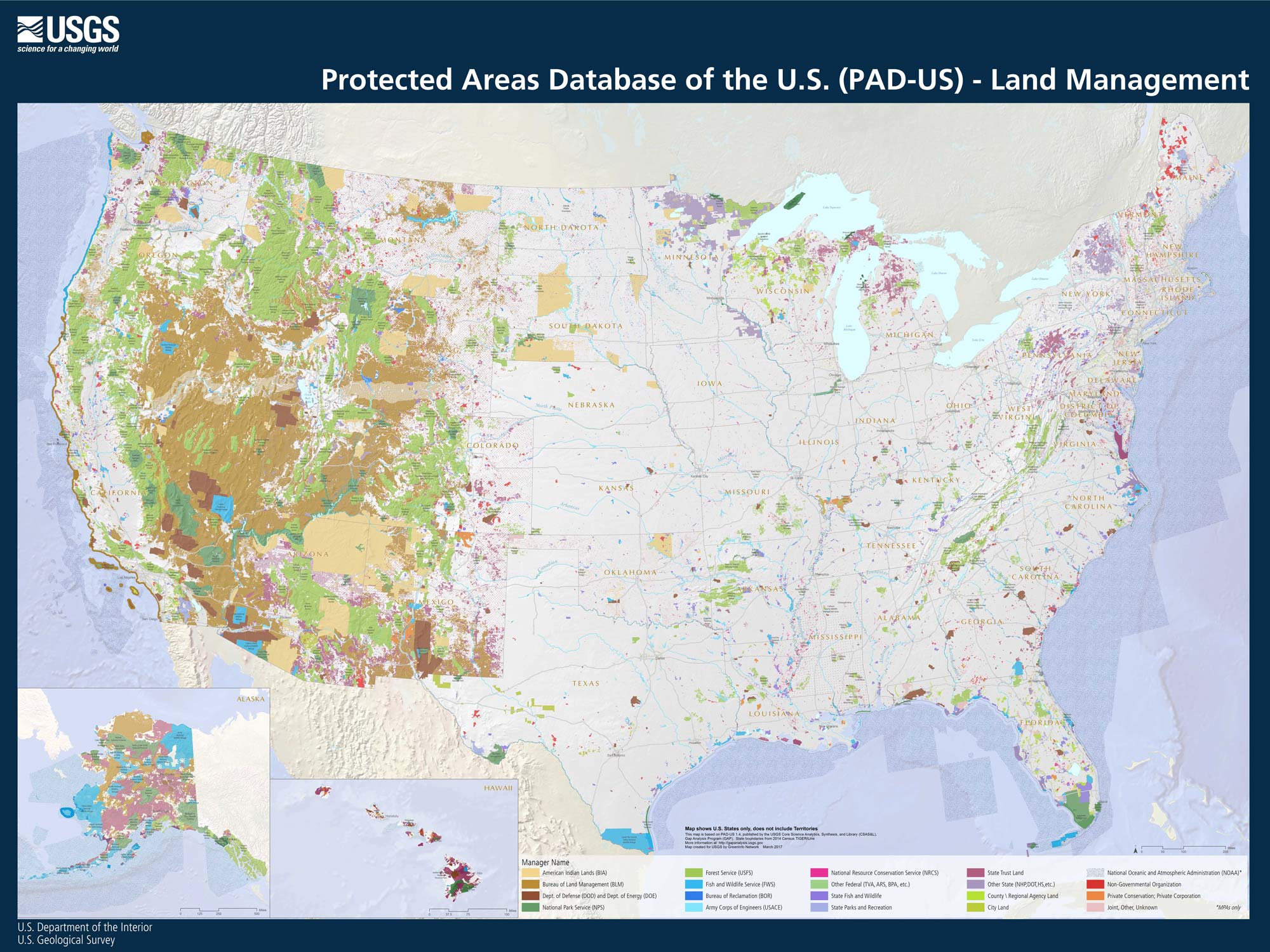 Map of protected land USGS